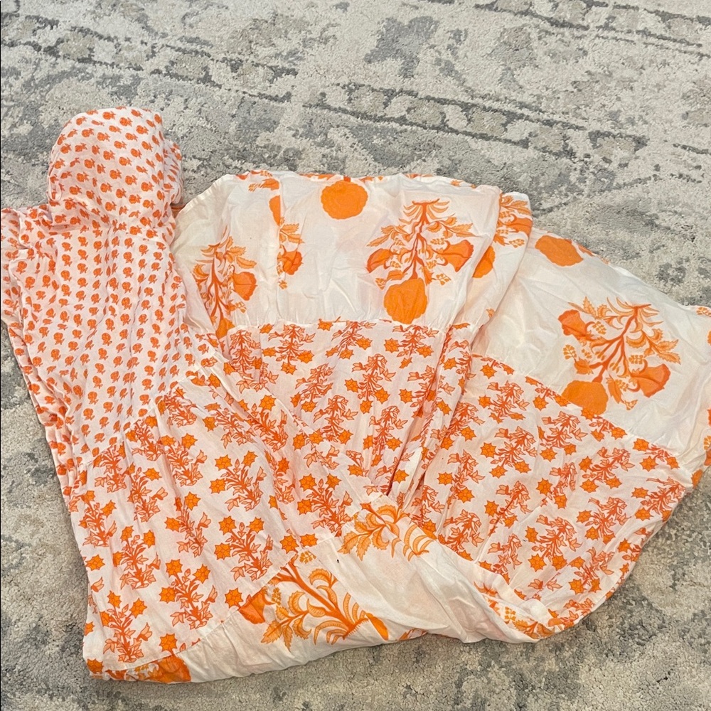NWOT Ro’s Garden Orange Floral Midi Dress - Picture 4 of 4